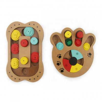 Interactive Toys For Dogs Foraging Food Treated Wooden Dog Toy Eco-friendly Pet Toy Educational Pet Bone Paw Puzzle Toy